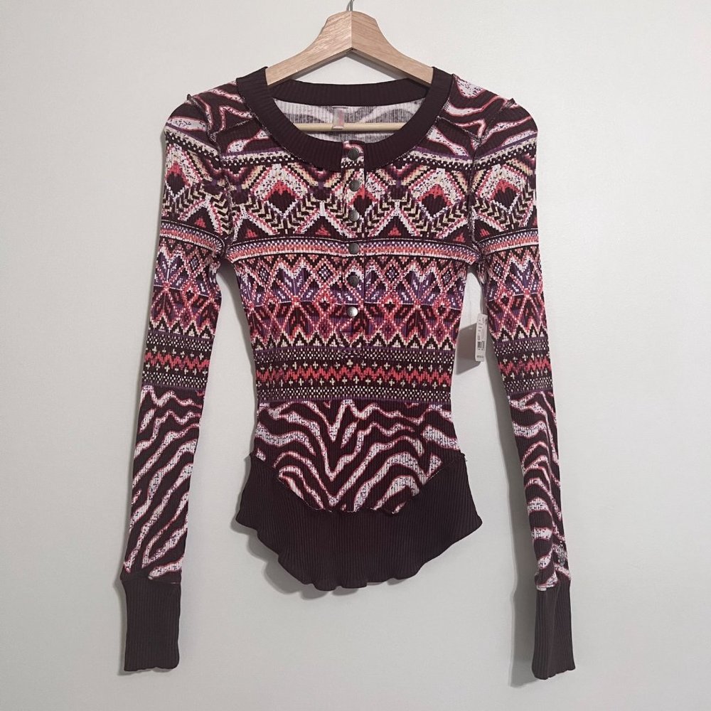 NWT Free People Movement Rally Printed Layer in Zebra Fairisle - Picture 3 of 9